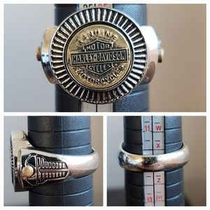 H-D Men's Stainless Steel/Gold Plated Ring